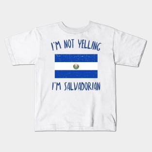 I'm no yelling, I'm salvadorian - blue design Kids T-Shirt